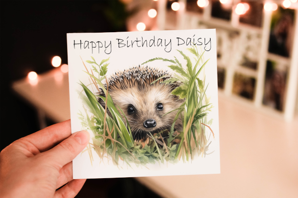 Hedgehog watercolour birthday card - Click Image to Close